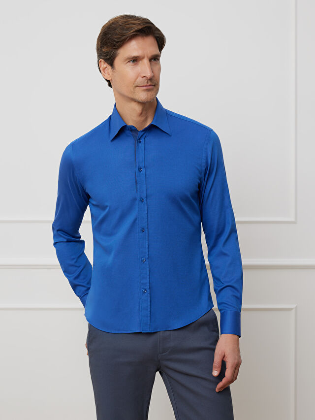 NIEBIESKA KOSZULA CAPRI DŁUGI RĘKAW