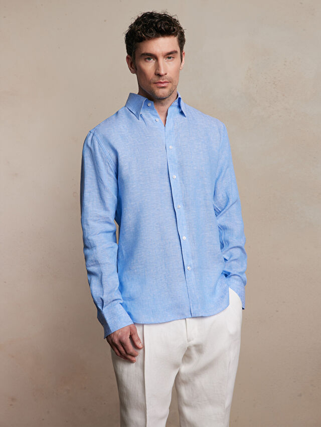 NEBIESKA KOSZULA DŁUGI RĘKAW