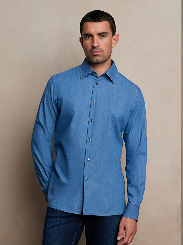 NEBIESKA KOSZULA DŁUGI RĘKAW