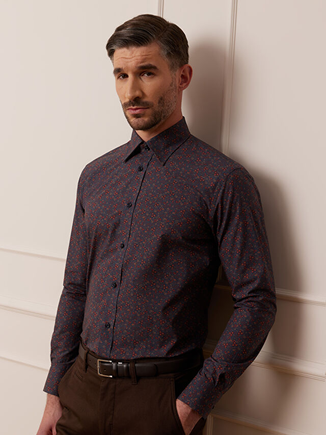 GRANATOWA KOSZULA CAPRI DŁUGI RĘKAW