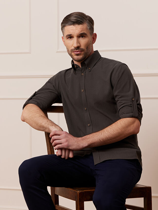 BRĄZOWA KOSZULA MALMO DŁUGI RĘKAW